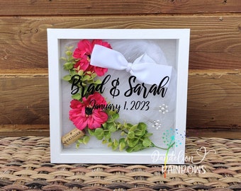 Wedding Shadow Box, Wedding Keepsake, Wedding Bouquet Shadow Box, Wedding Flower Keepsake, Custom Wedding Box, Personalized Wedding Box