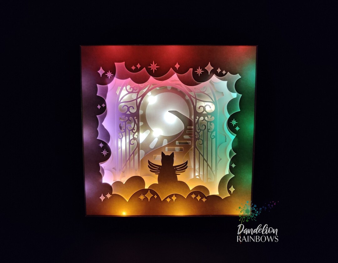 Cat Memorial Shadow Box Light up Shadow Box Pet Sympathy Etsy