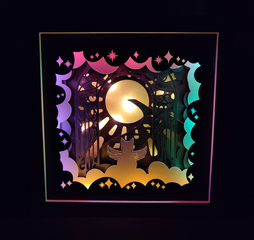 Cat Memorial Shadow Box Light up Shadow Box Pet Sympathy Etsy