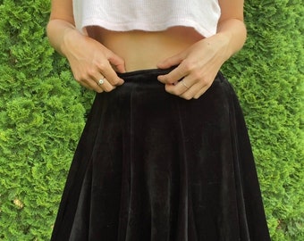 Vintage negro falda alta terciopelo falda Etsy España