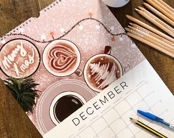 2026 Kalender Illustrierter Kaffeestube-Kalender: Handgezeichnete Cafe Kunst