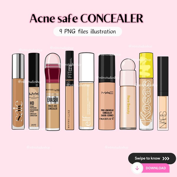 Acne Safe Concealer Illustration, Digital instant download, PNG