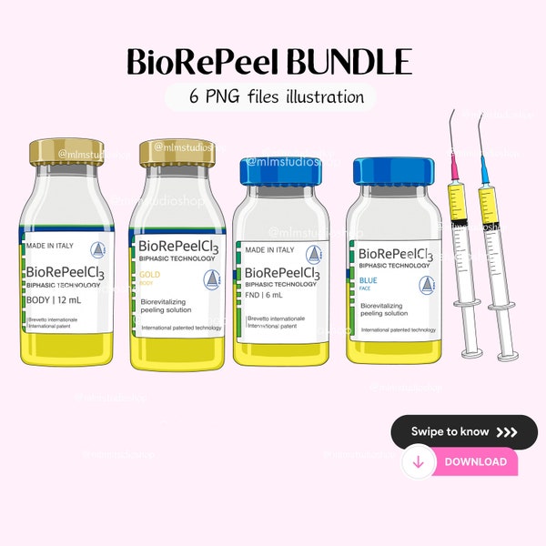 BioRePeelCl3 bundle illustration (instant download), Skincare PNG