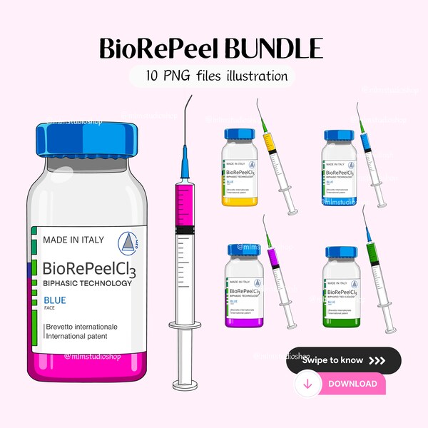 BioRePeelCl3 bundle illustration (instant download), Skincare PNG