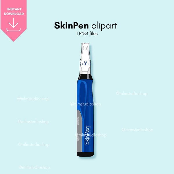 Skin Pen Microneedling ILLUSTRATION (instant download) clipart, Skincare PNG