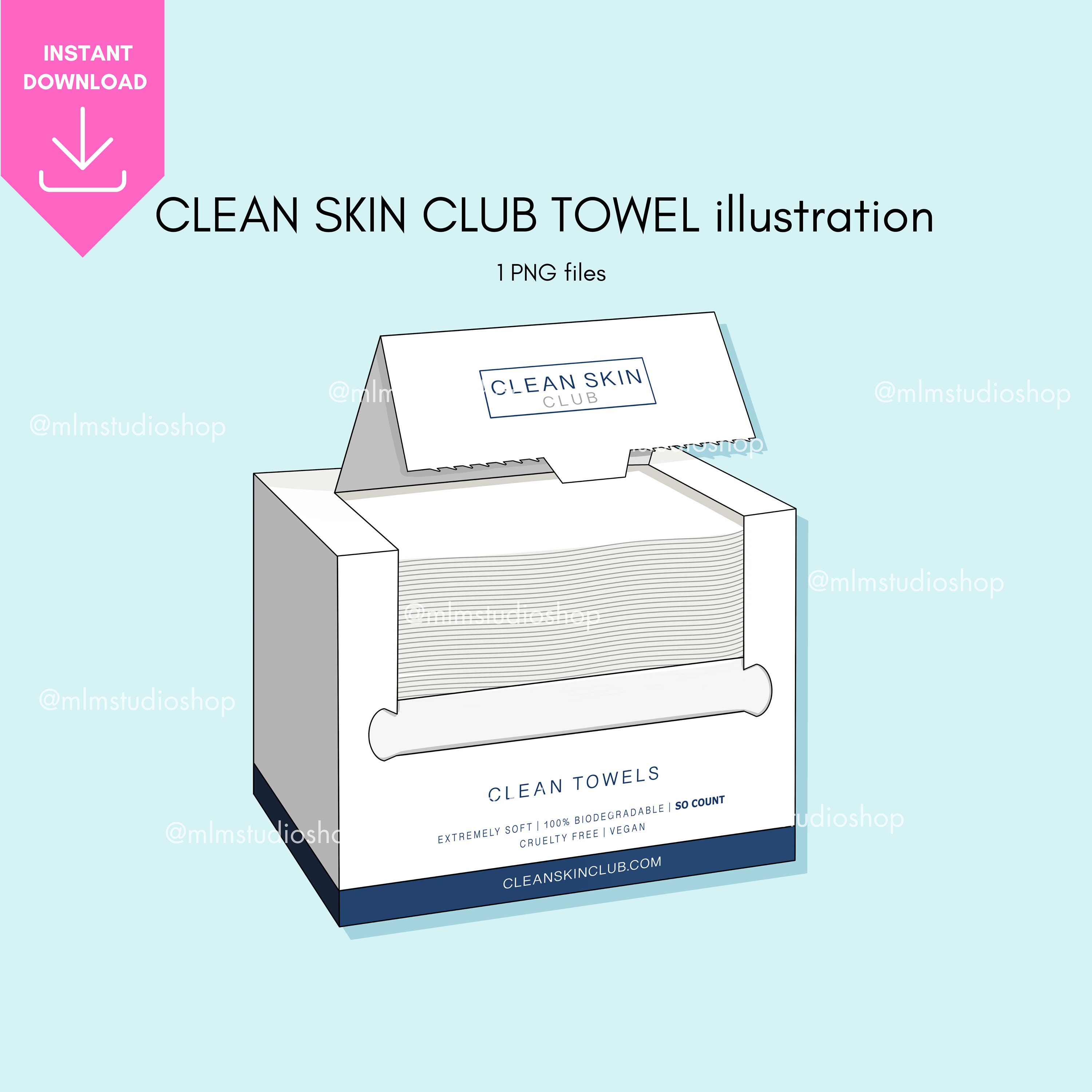 CLEAN SKIN CLUB Towel Illustration instant Download 