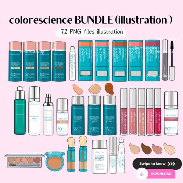 Colorescience Product Illustration Pack cosmetics  Illustration, colorescience plus Digital instant download, Skincare Icon PNG