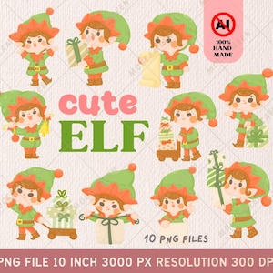 Cute elf boy illustration png christmas cartoon clipart png illustration