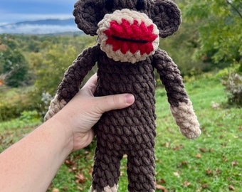 Crochet Sock Monkey Plushie | Amigurumi | Stuffed Animal - MADE TO ORDER