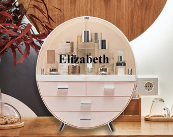Personalized Makeup Organizer: Desktop Cosmetic Storage Box with Drawers