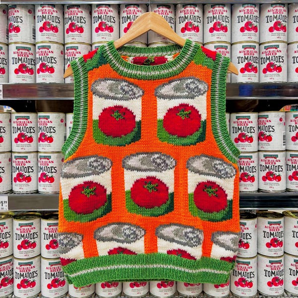 TOMATO CANS Sweater Vest Knitting Pattern
