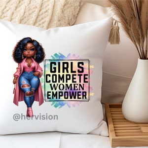 Las niñas compiten con las mujeres empoderan png, Black Girl Clipart Sublimation, Sublimation Png, Sublimation design, digital, Black girl png