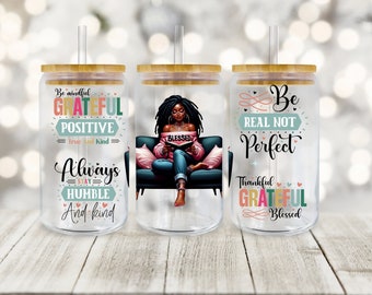 Black Women Inspirational 16oz Libbey PNG, Black Woman Libbey Glass Can Sublimation Design, Melanin png, Afro Woman png, Libbey Cup