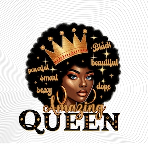 Afro queen png sublimation design download, black woman png, afro woman hairstyle png, black queen png, sublimate designs download, Png file