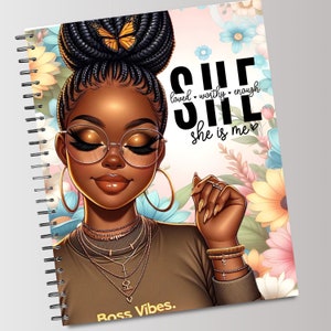 Printable Planner Cover, Notebook Cover, Christian Journal Notebook, Black Woman Journal, Instant Download, Wall Art, Png File, 8.x11 cover