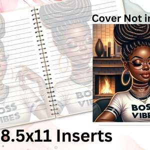 Black Woman Journal Notebook Template With Insert Pages, Instant Download, Printable Journal Planner Cover,