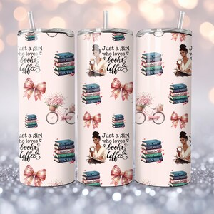 Book Tumbler Wrap PNG 20 oz Skinny Tumbler Sublimation Design Instant Digital Download Only, Reading Tumbler Wrap, Floral Book Lover Tumble