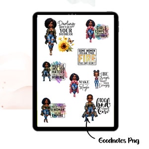 GoodNotes Black Girl Stickers Precropped Black Girl Stickers For Black Women African American Woman Boss lady Affirmations PNG