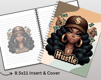 Printable Planner Cover, Notebook Cover, Inserts included, Black Woman Journal, Instant Download, Wall Art, Png File, 8.5x11 cover