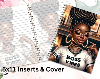 Printable Planner Cover, Notebook Cover, Christian Journal Notebook, Black Woman Journal, Instant Download, Wall Art, Png File, 8.5x11 cover