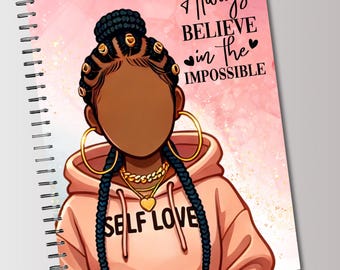 Printable Planner Cover, Notebook Cover, Christian Journal Notebook, Black Woman Journal, Instant Download, Wall Art, Png File, 8.5x11 cover