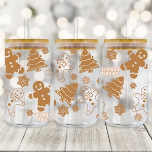 Gingerbread Can Glass Wrap SVG Christmas Can Glass Wrap Sugar Cookies Can Wrap Full 16 oz Libbey Coffee Cup SVG Libbey Wrap Png