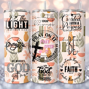 Faith Bible Verse 20oz Skinny Tumbler Sublimation- Straight Designs PNG - Full Wrap Tumbler - Instant Download