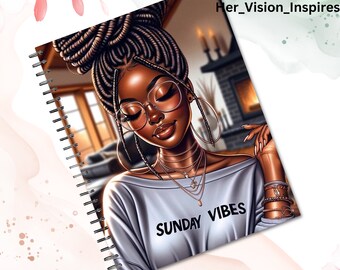 Printable Planner Cover, Notebook Cover, Christian Journal Notebook, Black Woman Journal, Instant Download, Wall Art, Png File, 8.5x11 cover