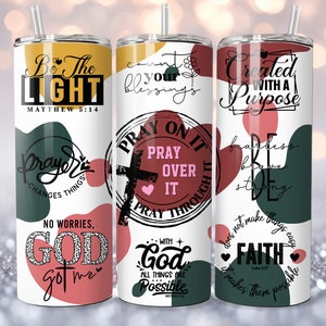 Bible Verse 20oz Skinny Tumbler Sublimation - Christian Quotes PNG - Straight Designs PNG - Full Wrap Tumbler - Instant Download