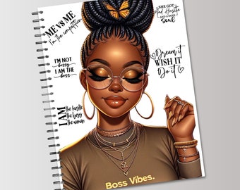 Printable Planner Cover, Notebook Cover, Christian Journal Notebook, Black Woman Journal, Instant Download, Wall Art, Png File, 8.5x11 cover