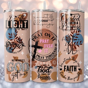 20oz Skinny Tumbler Christian Bible Verse Affirmations Sublimation Design Templates, Straight PNG Digital Download, Positive - Inspirational