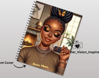 Printable Planner Cover, Notebook Cover, Christian Journal Notebook, Black Woman Journal, Instant Download, Wall Art, Png File, 8.5x11 cover