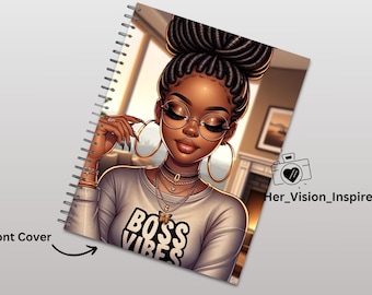 Printable Planner Cover, Notebook Cover, Christian Journal Notebook, Black Woman Journal, Instant Download, Wall Art, Png File, 8.5x11 cover