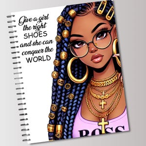 African American Printable Planner Cover, Notebook Cover, Black Woman Journal, Instant Download, Wall Art, Png File, 8.5x10 cover