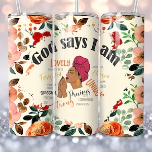 God Says Iam Wrap for 20oz Skinny Tumbler Design, Bible Verse Tumbler PNG, Christian Tumbler Wrap, PNG Digital Download