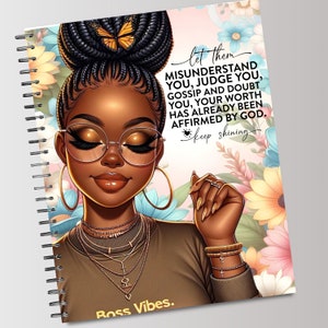 Printable Planner Cover, Notebook Cover, Christian Journal Notebook, Black Woman Journal, Instant Download, Wall Art, Png File, 8.x11 cover