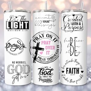 Bible Verse 20oz Skinny Tumbler Sublimation - Christian Quotes PNG - Straight Designs PNG - Full Wrap Tumbler - Instant Download