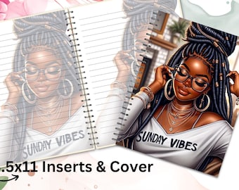 Printable Planner Cover, Notebook Cover, Christian Journal Notebook, Black Woman Journal, Instant Download, Wall Art, Png File, 8.5x11 cover