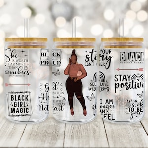 Christian Quotes Sublimation 16oz Libbey Can Tumbler Wrap PNG File 16oz Libbey Can Tumbler Sublimation Melanin Strong Woman PNG