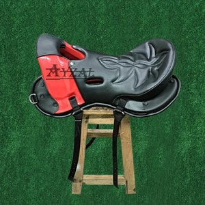 Light Weight Synthetic Red And Black New Style Endurance Horse Saddle Seat Size 16 To 17 Inch Free Shipping