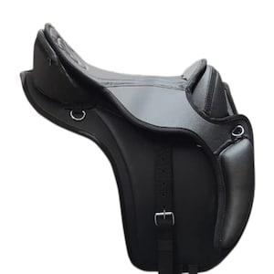 Handmade Treeless Synthetic Bareback Black Saddle With Padding Pu Size 15 inch To 19 inch Free Shipping