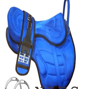 Treeless Freemax Synthetic English Horse Saddle Blue Full Showd With Girth 14 inch to 19 inch Free Shipping
