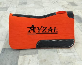 Durable Equestrian Tack Orange Western Saddle Pad, 100% Genuine Leather & Indian Synthetic Wool