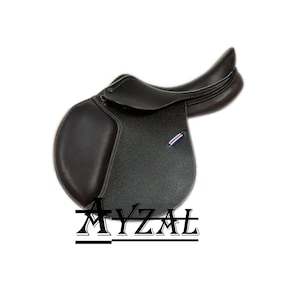 Brown Cow Leather Jumping Horse Saddle: Adjustable English Saddle 16-18 Inch