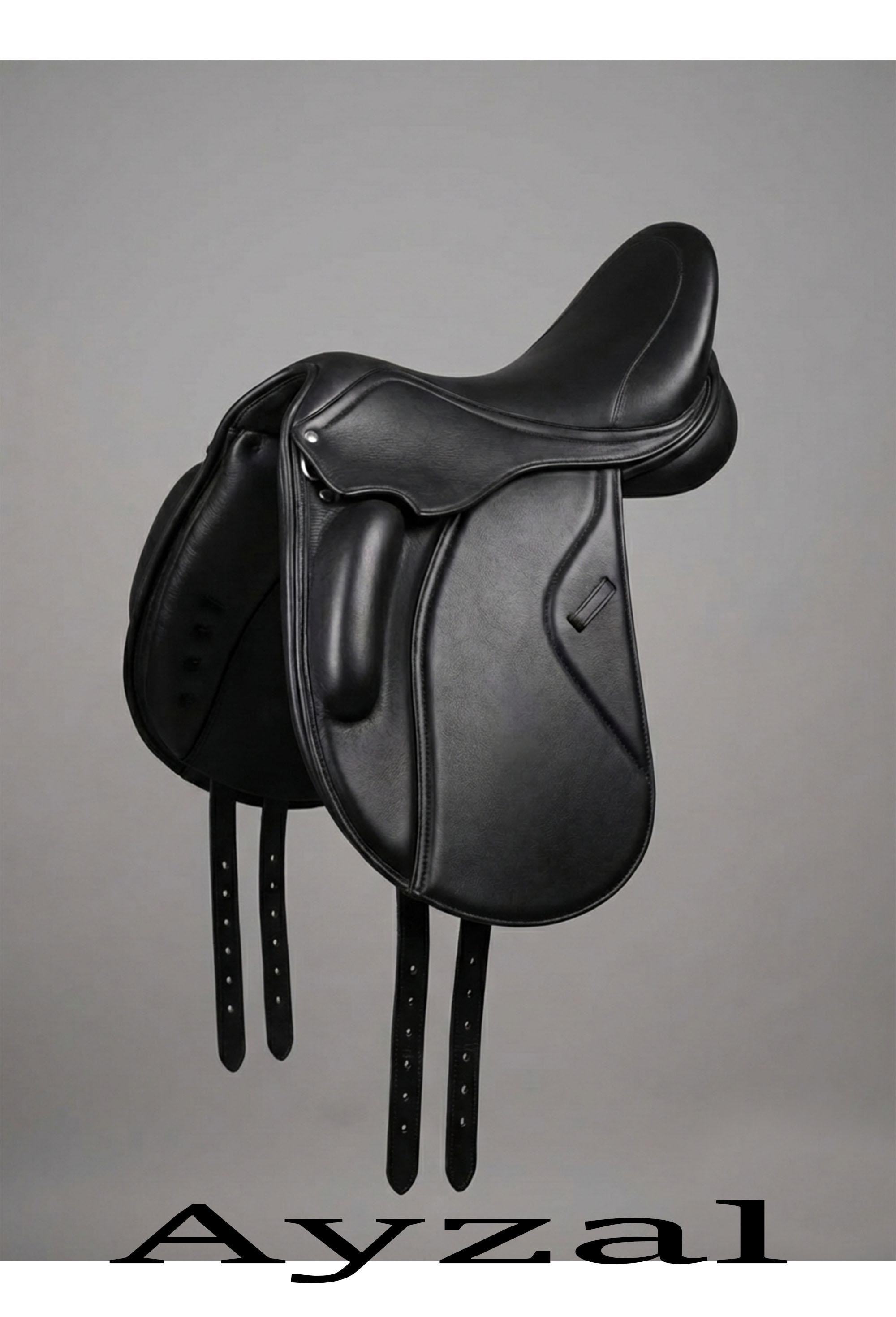 Selle de cheval en cuir tout usage noire anglaise Selle de cheval en cuir tout usage noire anglaise