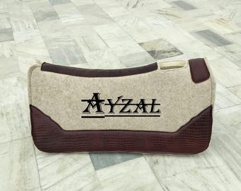 Western Horse Saddle Pad Synthetic Wool & Real Leather All Sizes