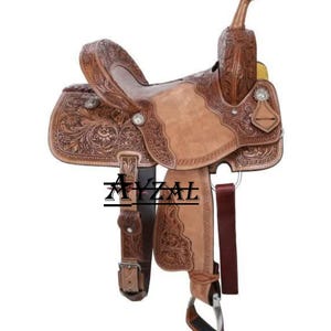 Premium Handcrafted Western Leather Horse Saddle - HBL Floral Carved, 10-18&quot; Seat, Free Shipping
