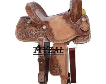 Selle Western Wade Ridex 15 Pouces Cuir - Set Complet Avec Tack - Fabriqué Inde