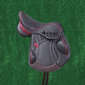 Handmade Brown Leather Jumping Saddle: English Monoflap Design