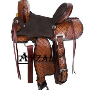Handmade Western Leather Horse Saddle: 10-18 inch Seat, Floral Tooling